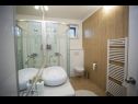 Apartmány Palmina - comfort apartment: A1 veliki (6),  A2 žuti (4+1), A3 lila (2), SA4 bijeli (2) Makarska - Riviera Makarska  - Apartmán - A1 veliki (6): koupelna s WC